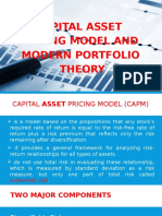 Capital Asset Pricing Model and Modern Portfolio Theory