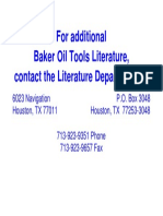 For Additional Baker Oil Tools Literature, Contact The Literature Department at