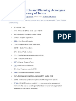 Project Controls and Planning Acronyms List and Glossary of Terms