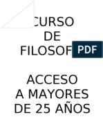 Curso de Filosofía para Acceso A La Universidad A Mayores de 25