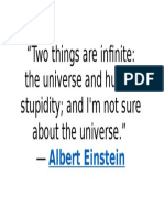 "Two Things Are Infinite: The Universe and Human Stupidity and I'm Not Sure About The Universe."