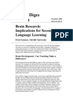 Diges T: Brain Research: Implications For Second Language Learning