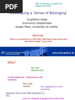 Developing A Sense of Belonging': Guglielmo Volpe Economics Department Queen Mary, University of London