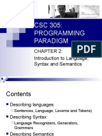 CSC 305: Programming Paradigm: Introduction To Language, Syntax and Semantics