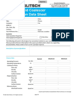 Liquid Liquid Coalescer Data Sheet Metric