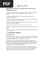 Practica n8 Reacciones Química II Reacciones Redox e Ion Electrón