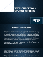 Reference Checking & Appointment Orders