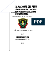 Silabo Desarrollado de Primeros Auxilios PNP