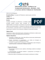 Plano de Curso Formação de Professores e Saberes para A Docência 2015