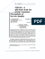 1988 - SERVQUAL - A Multiple-Item Scale For Measuring Consumer Perceptions of Service Quality