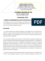 Declaração Final - Assembleia Do Conselho Mundial Da Paz 2016