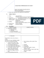 A Detailed Lesson Plan in Geometry-Universal Set, Complimentation