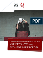 Cambridge University Chinese Society Variety Show 2017 Sponsorship Proposal