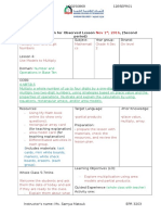 Long Lesson Plan For Observed Lesson, (Second Period)