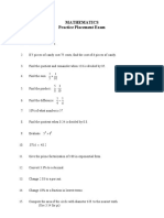 Mathematics Practice Placement Exam: Part I Pre-Algebra