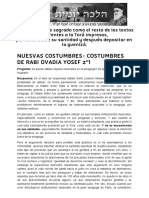 Nuesvas Costumbres - Costumbres de Rabi Ovadia Yosef Z"L - Halajá Diaria Según La Opinión de Marán Rabí Ovadiá Yosef ZT - L