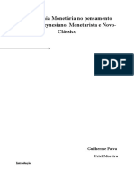 A Economia Monetária No Pensamento Clássico, Keynesiano, Monetarista e Novo-Clássico