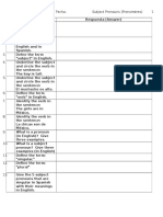 Nombre: Fecha: Subject Pronouns (Pronombres) No. 1. 1