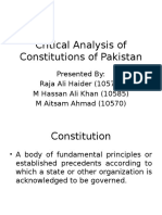 Critical Analysis of Constitutions of Pakistan