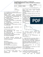 Prova de Recuperação de Química 1º Ano B - Prova 1 1º Bimestre