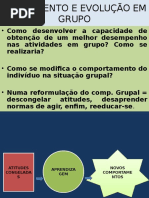 Treinamento e Evolução em Grupo