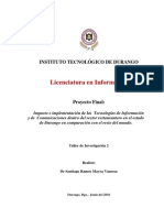 Impacto e Implementación de Las Tecnologías de Información y de Comunicaciones Dentro Del Sector Restaurantero en El Estado de Durango en Comparación Con El Resto Del Mundo.