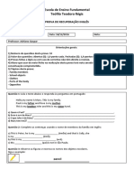 Prova de Recuperação 6 Ano e Gabarito