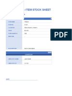 Inventory - Item Stock Sheet: Your Company Name