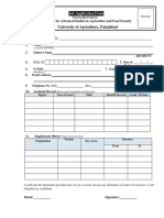 University of Agriculture, Faisalabad: Job Application Form