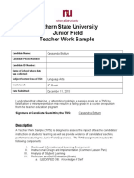 Northern State University Junior Field Teacher Work Sample: Description