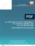 La Violencia en El Trabajo y El Acoso Laboral en La Ley 1010