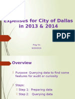 Expenses For City of Dallas in 2013 & 2014: Ping Yin 9/20/2016