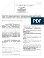 Engineering Research Models Evaluation Methods