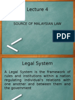 UNIT 1 Lecture 4 SOURCE OF MALAYSIAN LAW