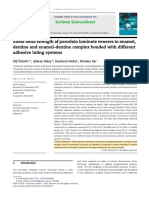 Shear Bond Strength of Porcelain Laminate Veneers To Enamel, Dentine and Enamel-Dentine Complex Bonded With Different Adhesive Luting Systems PDF