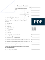 Precalculus - Worksheet: FX X X X F