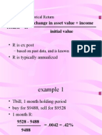 Return R Change in Asset Value + Income Initial Value: - R Is Ex Post - R Is Typically Annualized