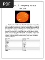 Subtopic: Analysing The Sun The Sun: 24.85% Carbon 0.29% Iron 0.12%