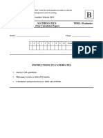 Form 3 Mathematics TIME: 30 Minutes (Non Calculator Paper) : Annual Examinations For Secondary Schools 2013