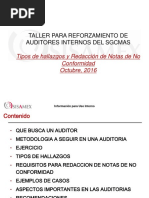 Memorias de Taller de Reforzamiento para Auditores Internos - Redacción de Hallazgos