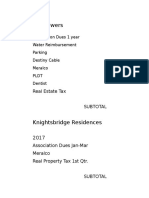 Zen Towers: Association Dues 1 Year Water Reimbursement Parking Destiny Cable Meralco PLDT Dentist