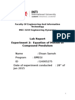 Lab Report Experiment 2: Equation of Motion of Compound Pendulum