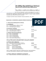 Tabela de Honorários Mínimos para Elaboração de Projetos de Instalação Elétricas e Telefonia