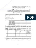 Performa For Submission of Project Proposals Under Seed Division of DST