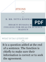 Tag Questions: R. Rr. Ditya Rohmadhona, Bhakti Husada Mulia College For Health Science Madiun