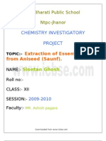 Chemistry Project On Extraction of Essential Oil From Aniseed Saunf