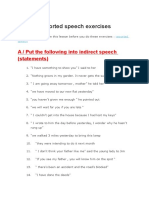 Reported Speech Exercises