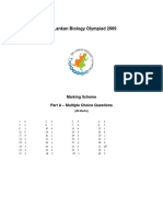 Sri Lankan Biology Olympiad 2009: Marking Scheme Part A - Multiple Choice Questions