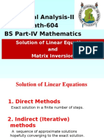 Numerical Analysis-II Math-604 BS Part-IV Mathematics: Solution of Linear Equations and Matrix Inversion