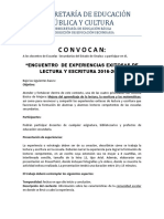 Convocatoria Concurso de Experiencias Exitosas de Lectura y Escritura